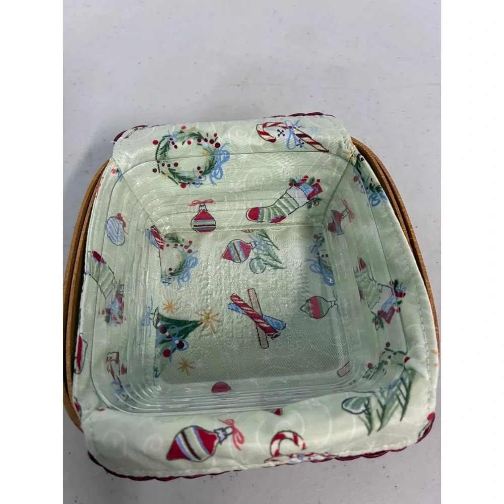 Longaberger Blue Ribbon Collection Small Square Basket Wood Lid Christmas 2002